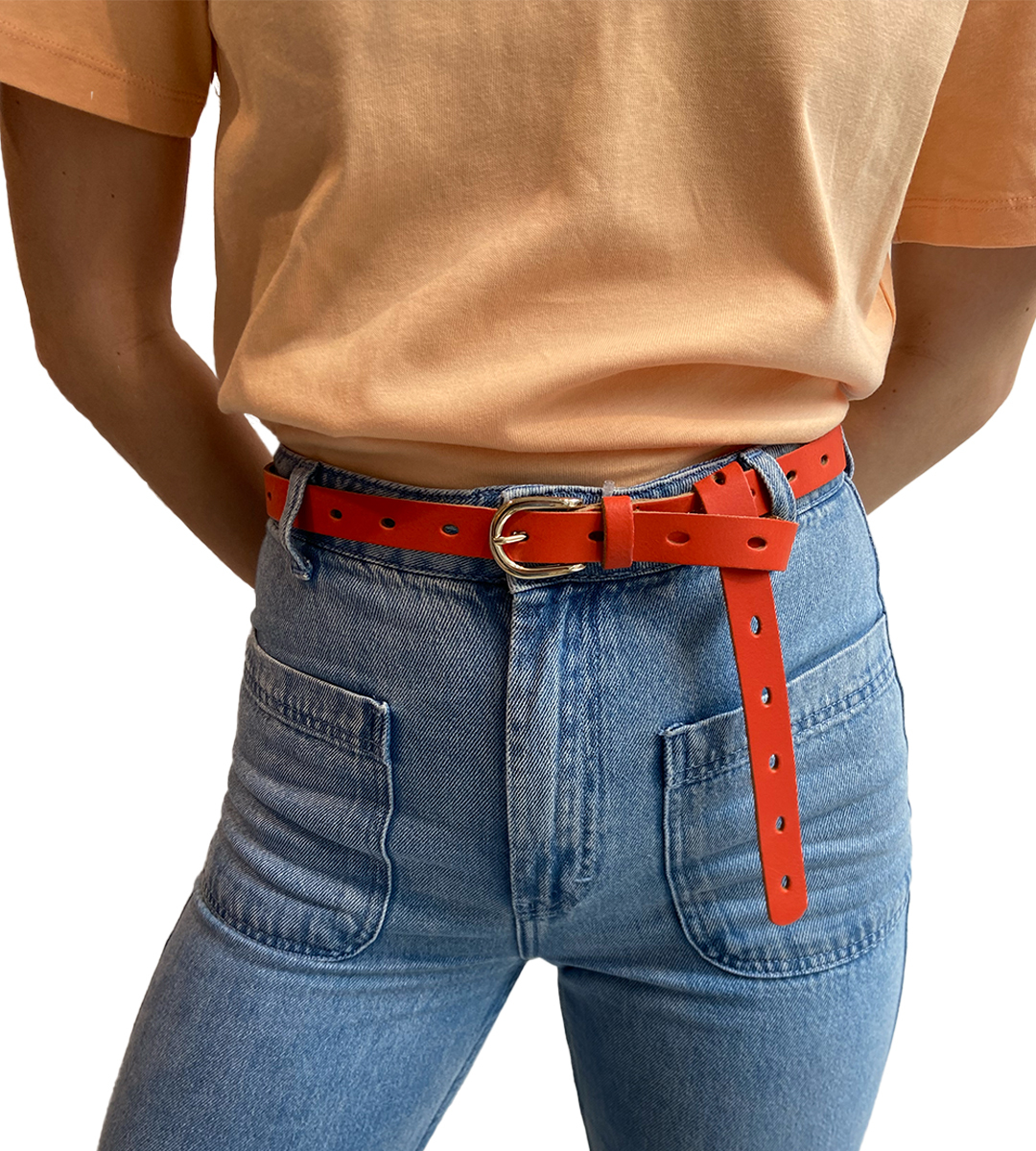Elvy | Knoopriem | Leather | Orange